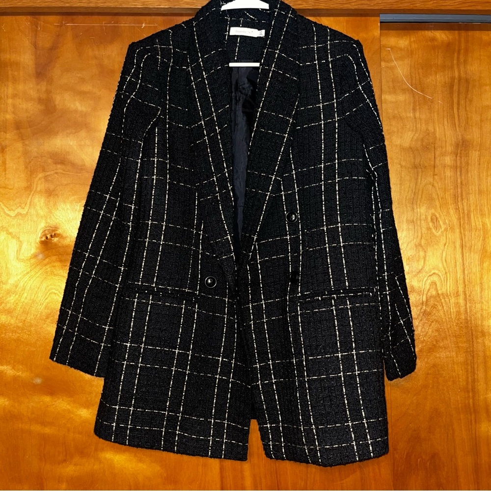 Shoedazzle Black Plaid Blazer